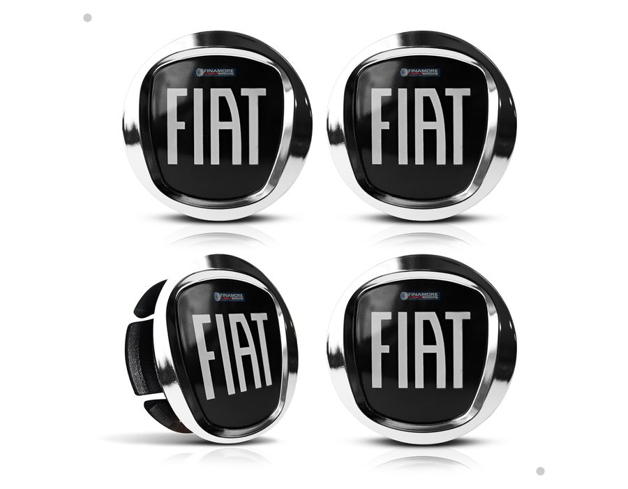 Kit 4 Calotinhas Centro de Roda Fiat Acrílico Black Motion – Encaixe Perfeito + Estilo Esportivo nas Rodas