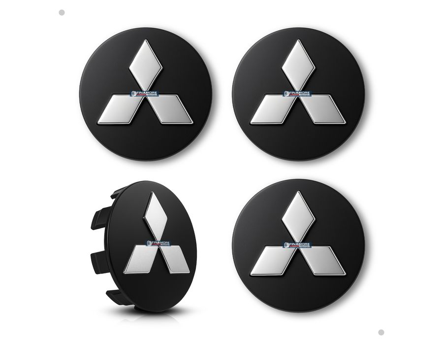 Kit 4 Calotinhas Mitsubishi Triton/TR4 – Preto com Detalhe Cromado para Rodas Originais