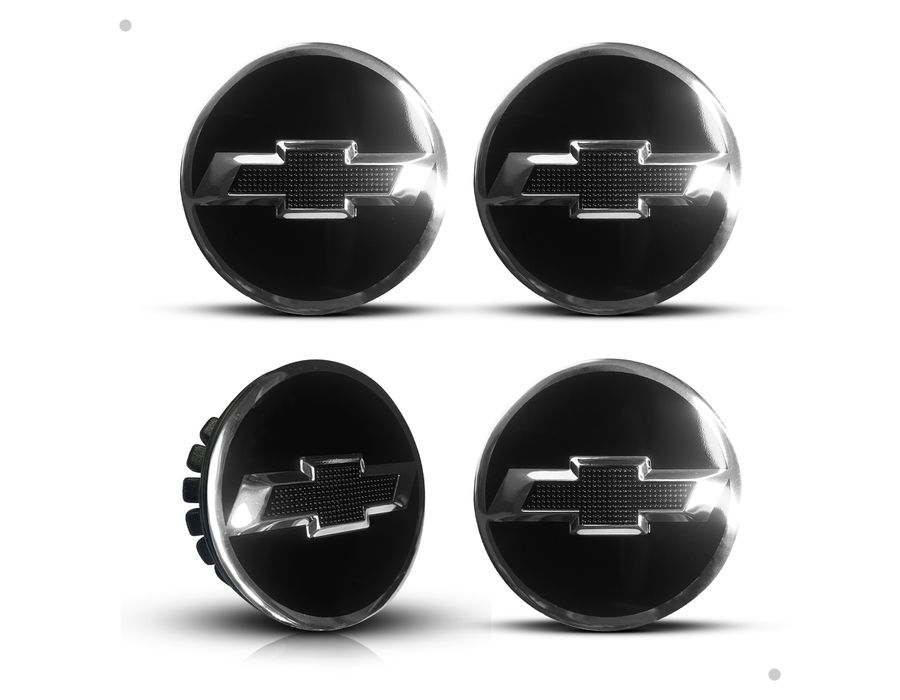 Kit 4 Calotinhas Miolo Centro Roda GM Cruze/Sonic/Tracker com Emblema Preto Camaro