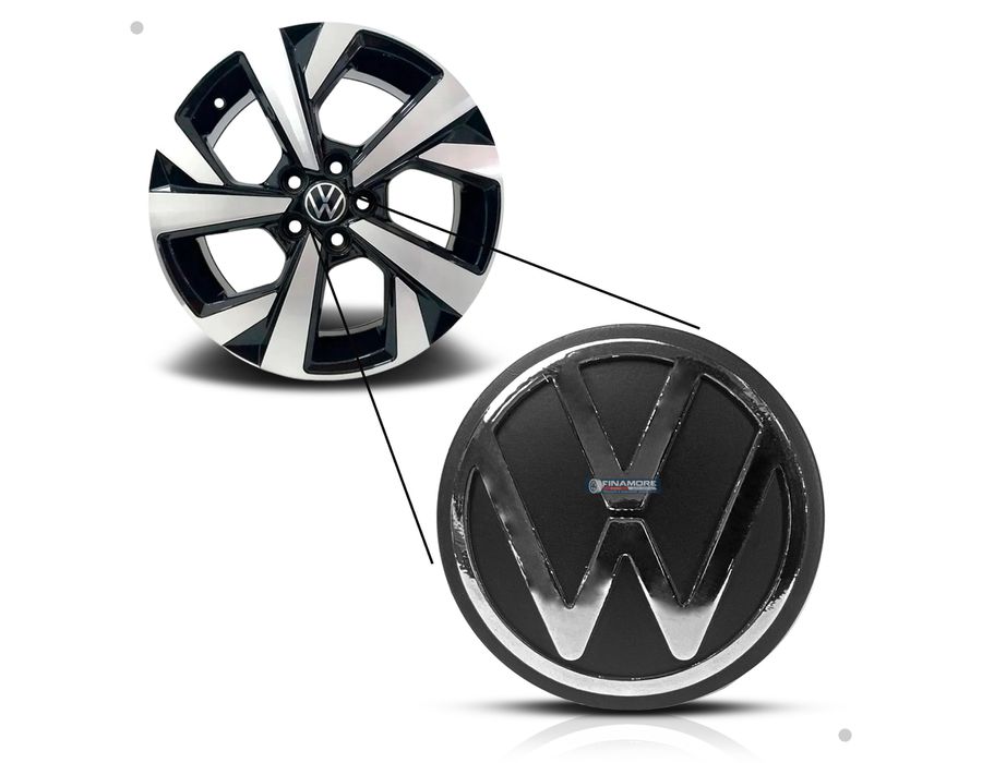 Kit 4 Calotinhas Centro de Roda VW Original Nivus Polo Fox T-Cross 56mm – Encaixe Perfeito + Visual Autêntico