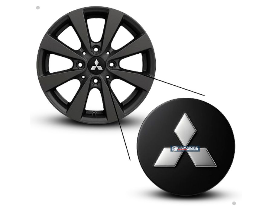 Kit 4 Calotinhas Mitsubishi Triton/TR4 – Preto com Detalhe Cromado para Rodas Originais