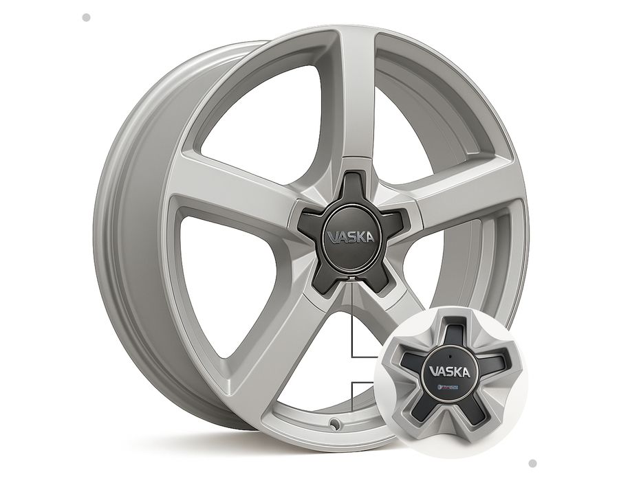 Kit 4 Calotas Vaska VK280 Prata com Emblema Cromado – Encaixe Seguro e Estilo Premium