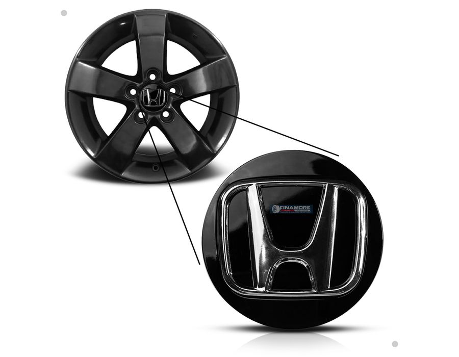 Kit 10 Jogos Centro de Roda Honda New Civic HR-V CR-V Accord – Preto com Logo Cromado – Encaixe Perfeito + Visual Original