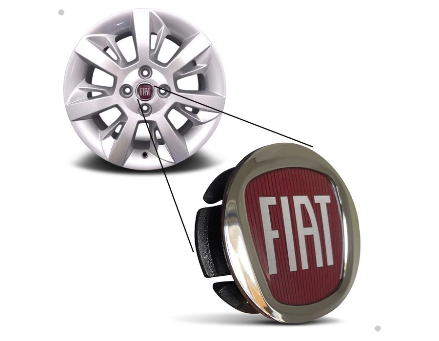 Kit 10 Jogos Calotinhas Centro de Roda Fiat Vermelho Acrílico – Encaixe Perfeito + Estilo Original nas Rodas