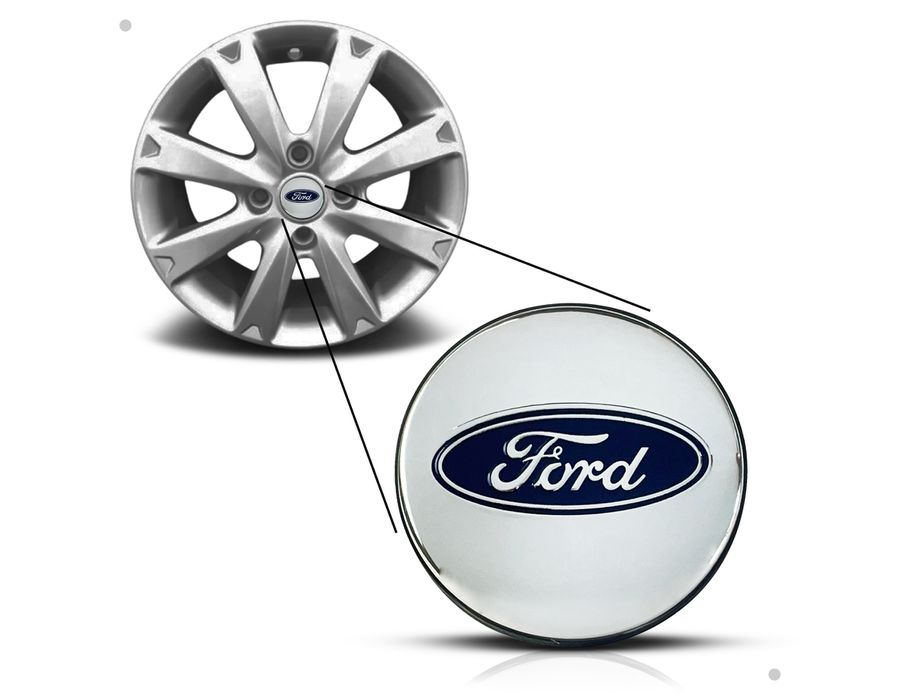Kit 10 Jogos Calotinhas Centro de Roda Ford Prata – Encaixe Perfeito + Estilo Original nas Rodas
