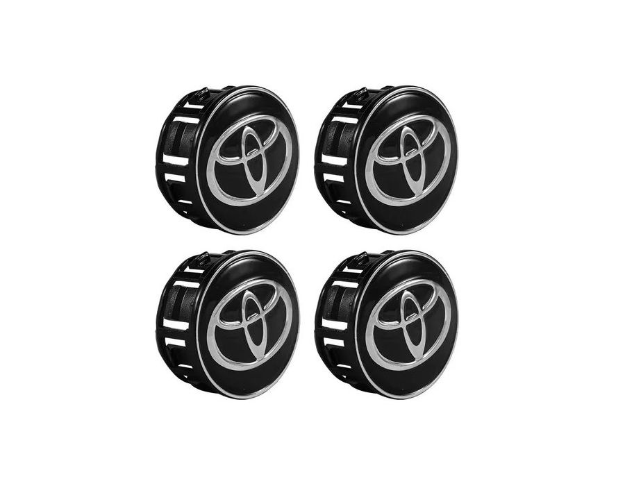 Kit 4 Calotinhas Centro de Roda Toyota Corolla Prius Yaris – Encaixe Firme + Visual Original Preto