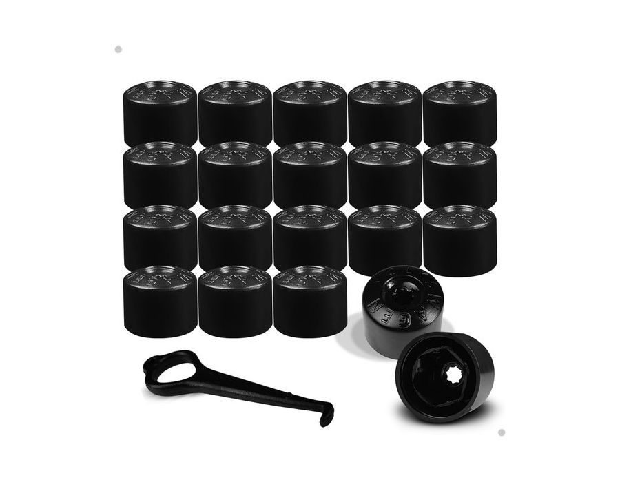 Kit 20 Capas de Parafuso 17mm VW Preto + Chave – Acabamento e Proteção