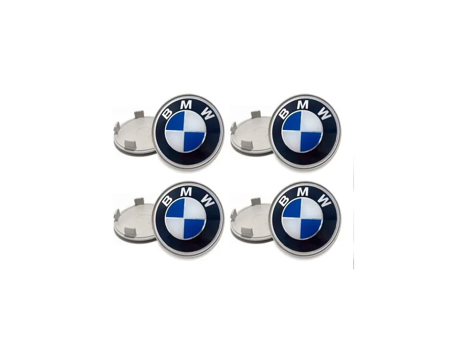Kit 4 Calotinhas Miolo de Roda BMW com Emblema Azul – Encaixe Perfeito Para Rodas Originais