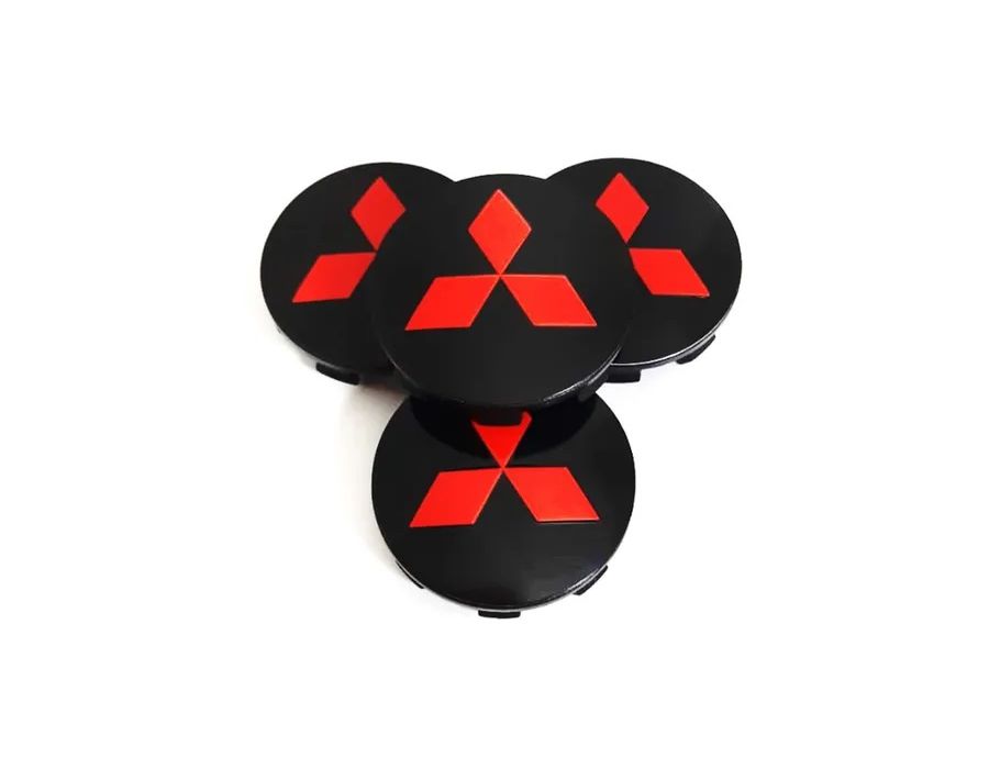 Kit 4 Calotinhas Centro de Roda Mitsubishi Triton – Estilo Preto com Vermelho + Encaixe Firme nas Rodas Originais
