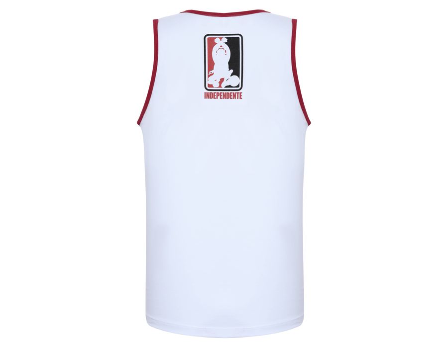 Camiseta Regata Branca Estampa Santo Paulo e Escudo do SPFC