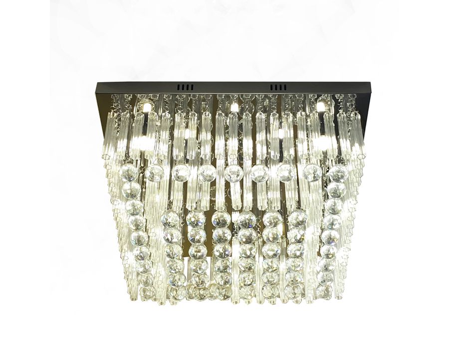 PLAFON CRISTAL QUADRADO NOBRE MADRID 50CM PARA SUÍTE BellaLuz