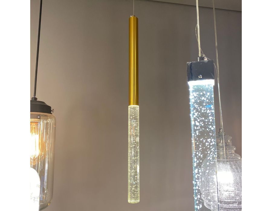 PENDENTE FILETE DOURADO CRISTAL C/ LED INTEGRADO BellaLuz Lighting
