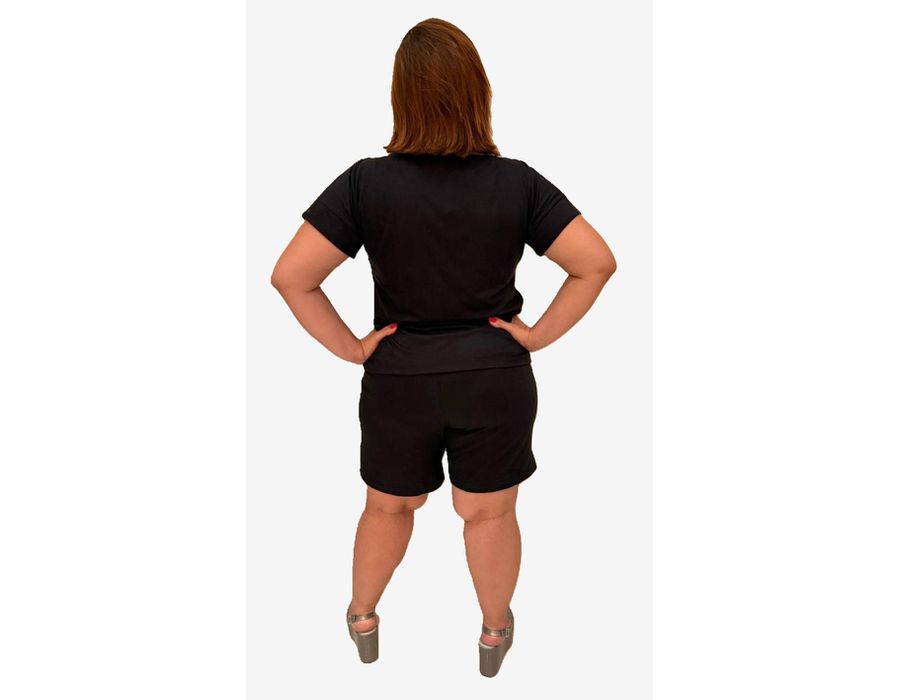 Conjunto Preto Feminino Composto por Short e Blusa