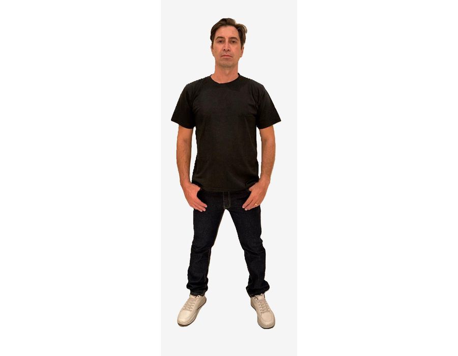 Camiseta Masculina Básica Preta Algodão 30.1
