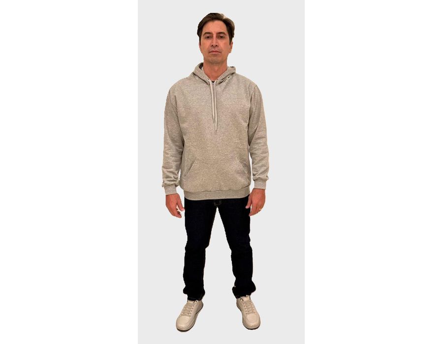 Moletom Masculino Cinza Canguru Com Capuz