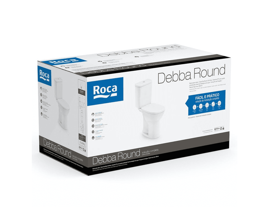 Kit Bacia Caixa Acoplada Debba Round Branco Roca C329723002 - Loja Gomes