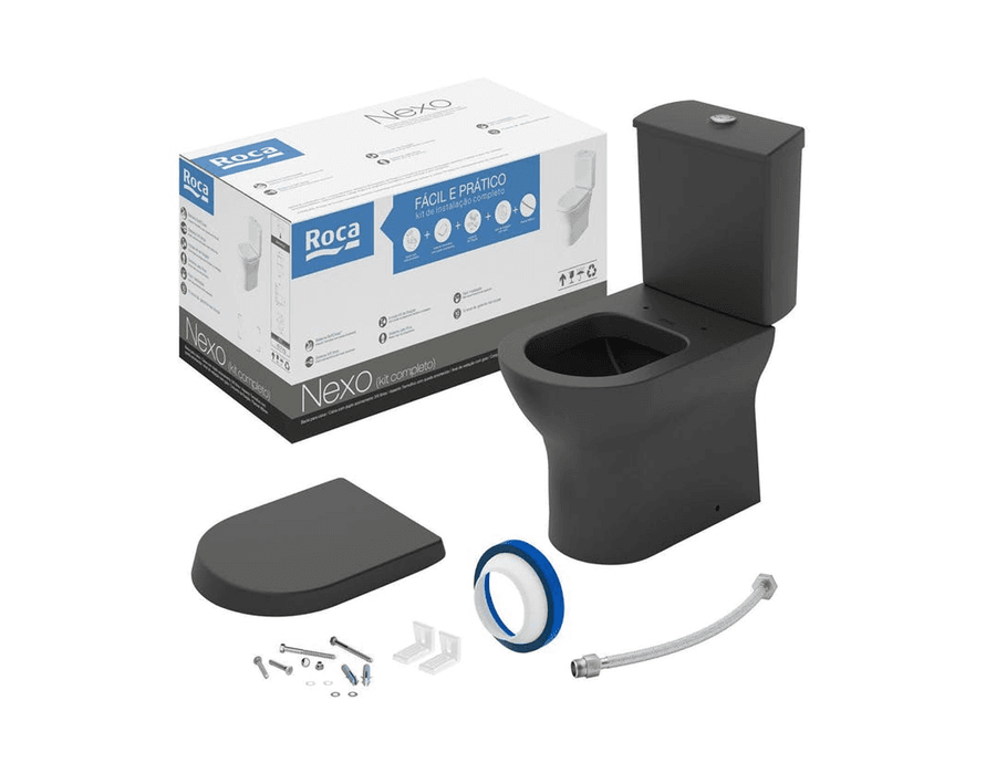 Kit Bacia Caixa Acoplada Nexo Black Matte Roca C343723009 - Loja Gomes