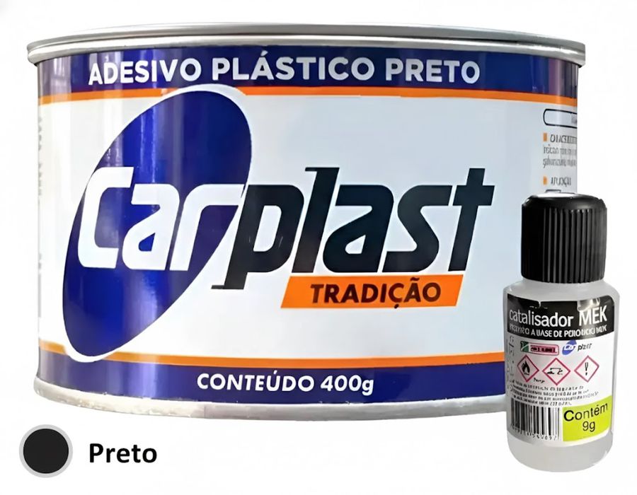 Massa Plástica Adesiva Preta com Catalisador - 400g