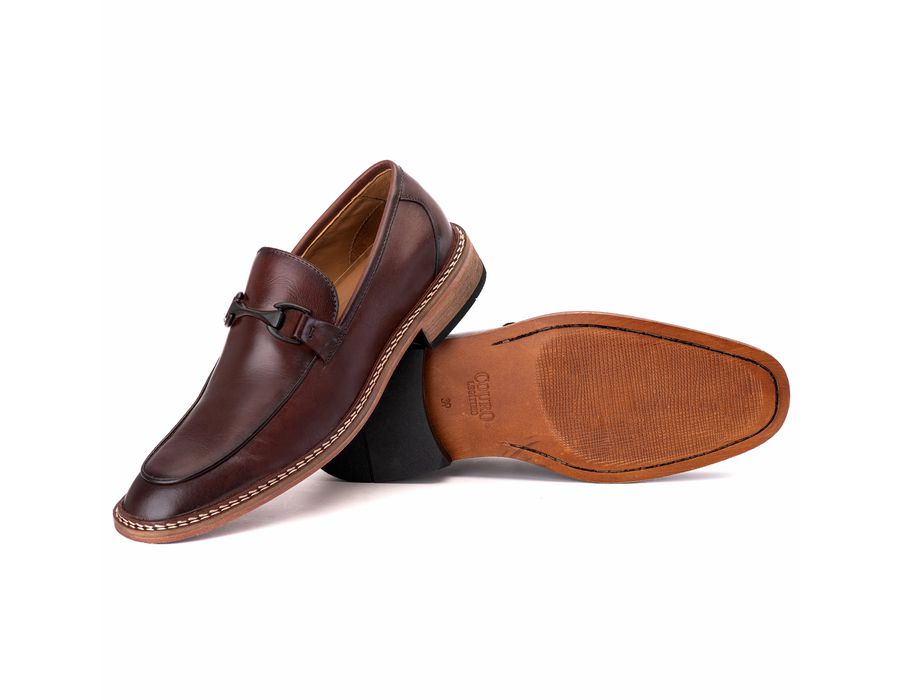 Sapato Masculino Loafer Nápoles em Couro Naturaly Pinhão