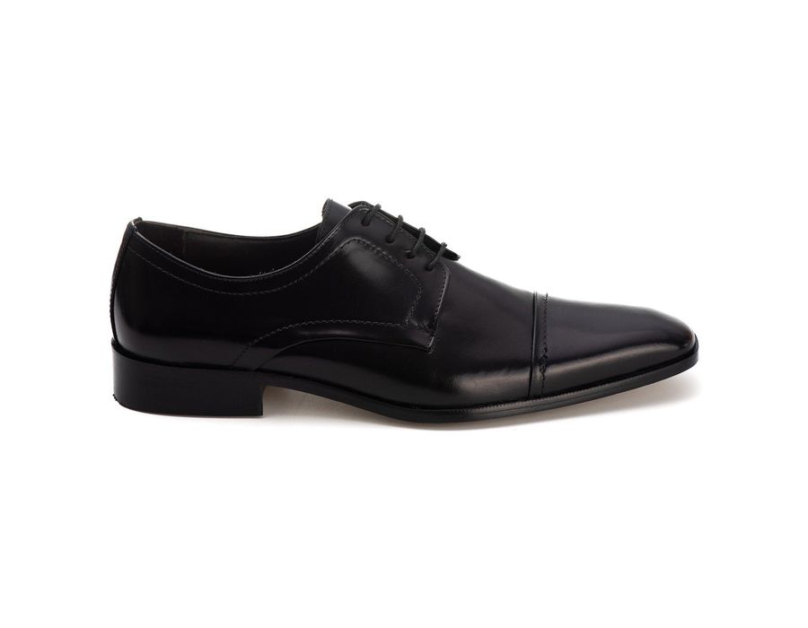 Sapato Social Derby Masculino Mônaco em Couro Naturaly Preto