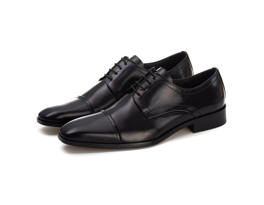 Sapato Social Derby Masculino Mônaco em Couro Naturaly Preto