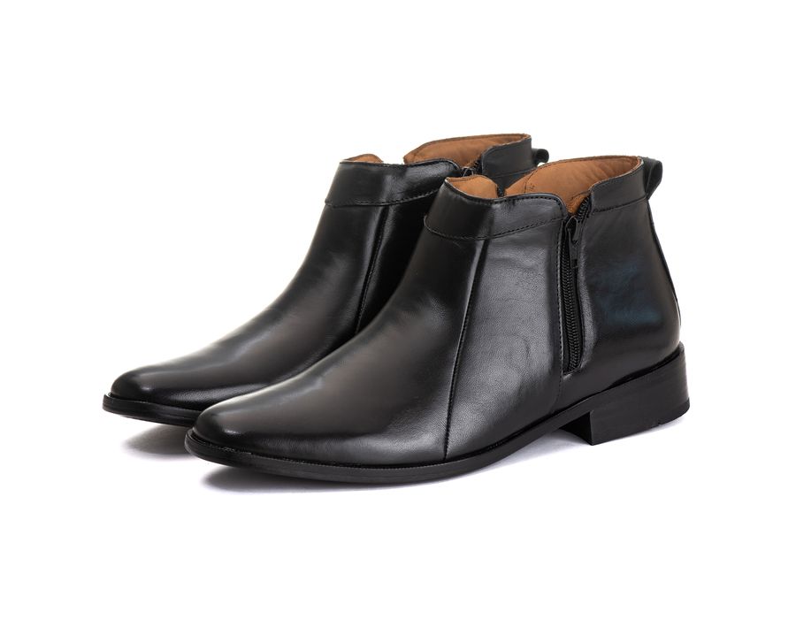 Bota Social Masculina Aroeira com dois Zíperes em Pelica Preta
