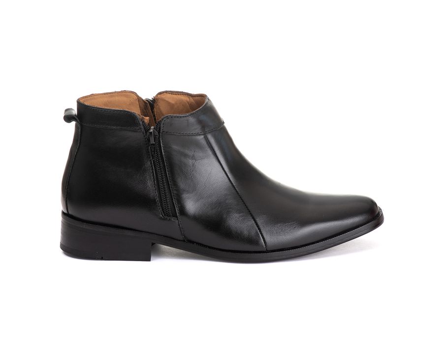 Bota Social Masculina Aroeira com dois Zíperes em Pelica Preta