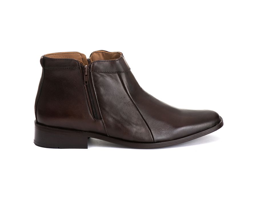 Bota Social Masculina Aroeira com dois Zíperes em Pelica Café