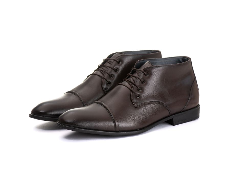 Bota Derby Social Masculina Santiago em Couro de Carneiro Café