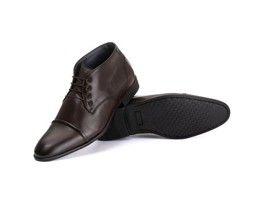Bota Derby Social Masculina Santiago em Couro de Carneiro Café