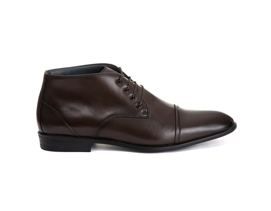 Bota Derby Social Masculina Santiago em Couro de Carneiro Café