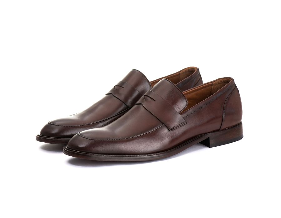 Sapato Social Masculino Loafer Mônaco em Couro Naturaly Pinhão