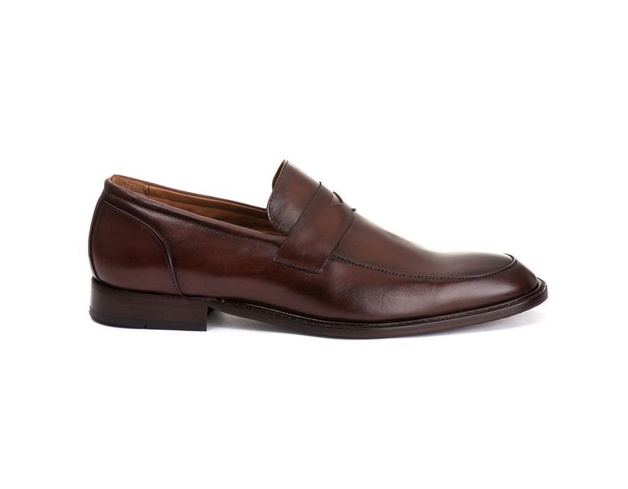 Sapato Social Masculino Loafer Mônaco em Couro Naturaly Pinhão