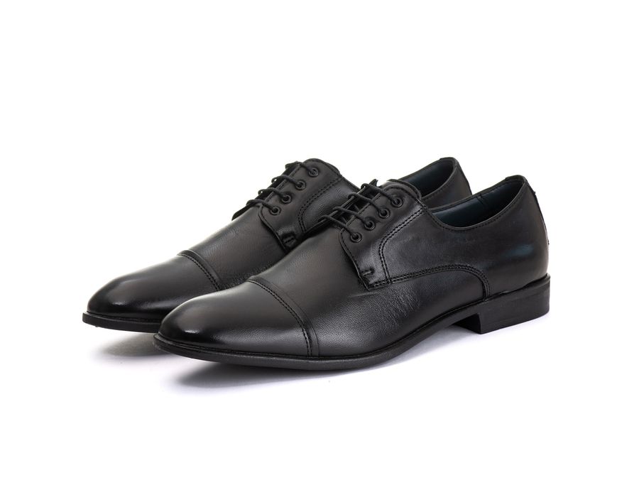 Sapato Social Masculino Derby Santiago em Couro de Carneiro Preto