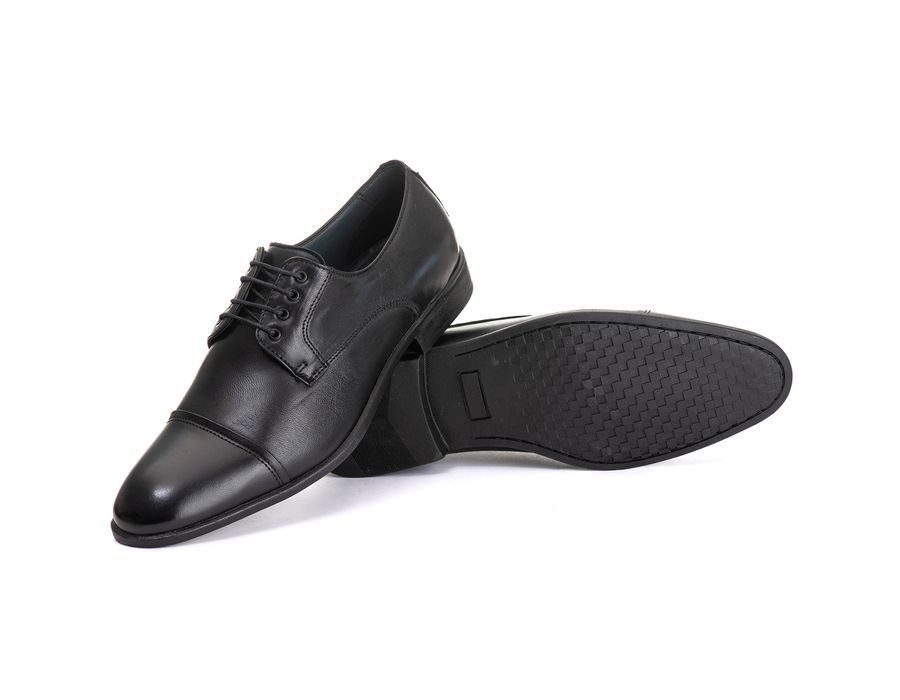 Sapato Social Masculino Derby Santiago em Couro de Carneiro Preto
