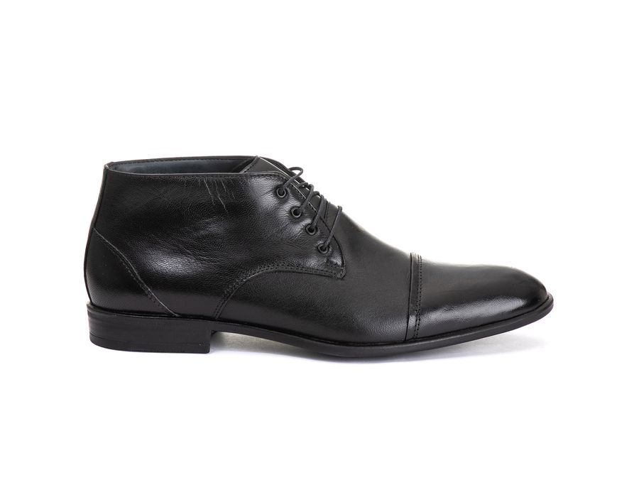 Bota Derby Social Masculina Santiago em Couro de Carneiro Preto