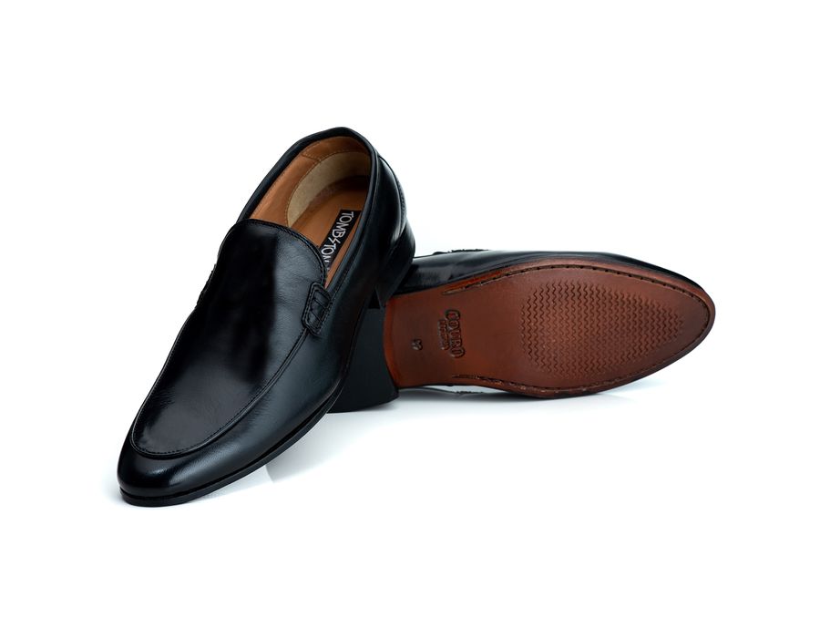 Mocassim Masculino Italiano Zara em Couro de Carneiro Preto