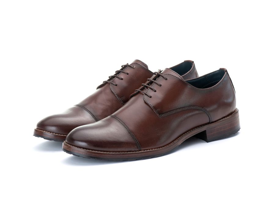 Sapato Derby Masculino Tucson em Couro Naturaly Pinhão