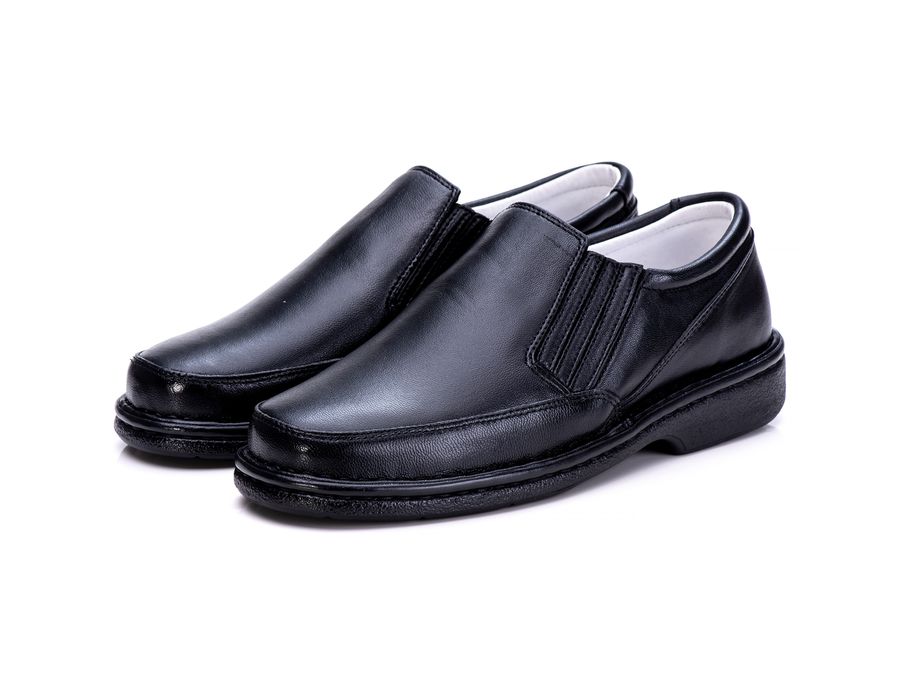 Sapato Masculino Total Comfort Anti Stress em Couro de Carneiro Preto