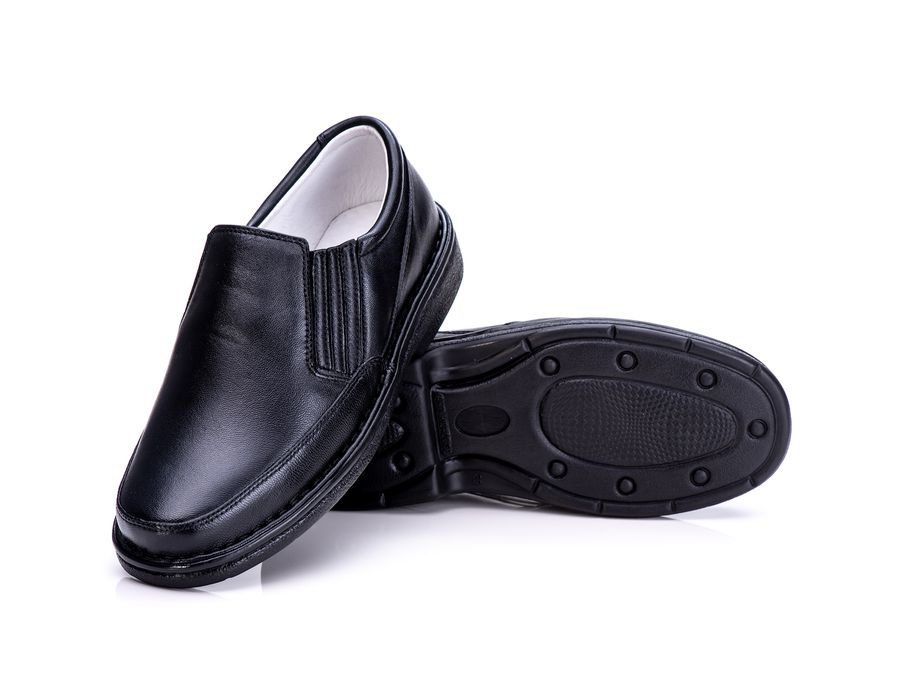 Sapato Masculino Total Comfort Anti Stress em Couro de Carneiro Preto
