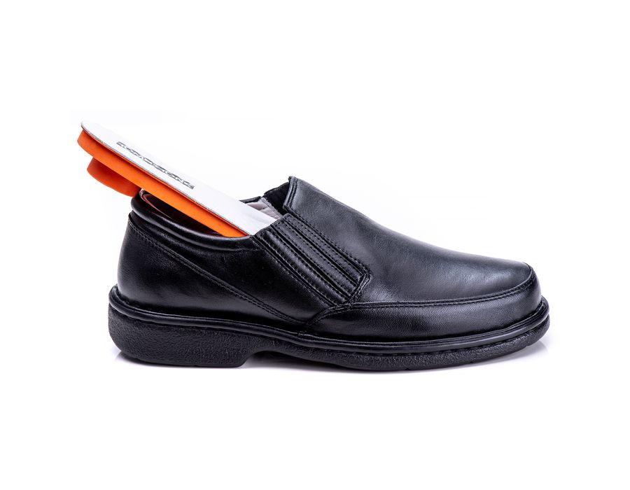 Sapato Masculino Total Comfort Anti Stress em Couro de Carneiro Preto