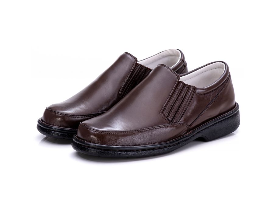 Sapato Masculino Total Comfort Anti Stress em Couro de Carneiro Café