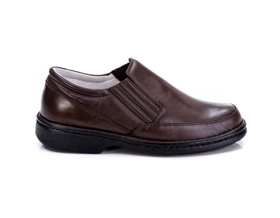 Sapato Masculino Total Comfort Anti Stress em Couro de Carneiro Café