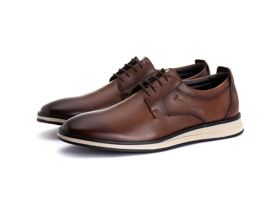 Sapato Masculino Derby Sport em Couro Bovino Marrom