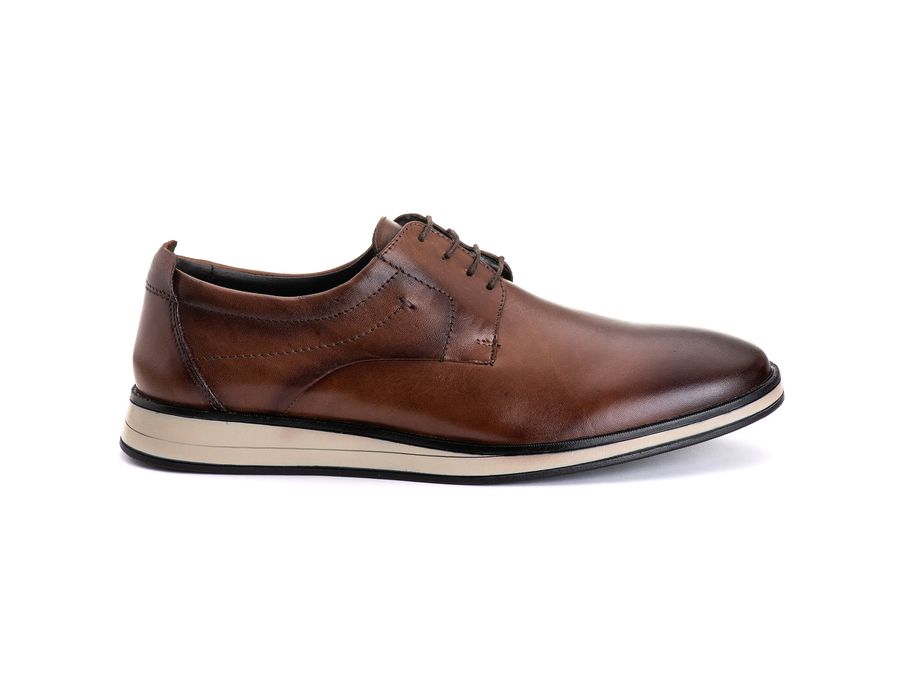 Sapato Masculino Derby Sport em Couro Bovino Marrom