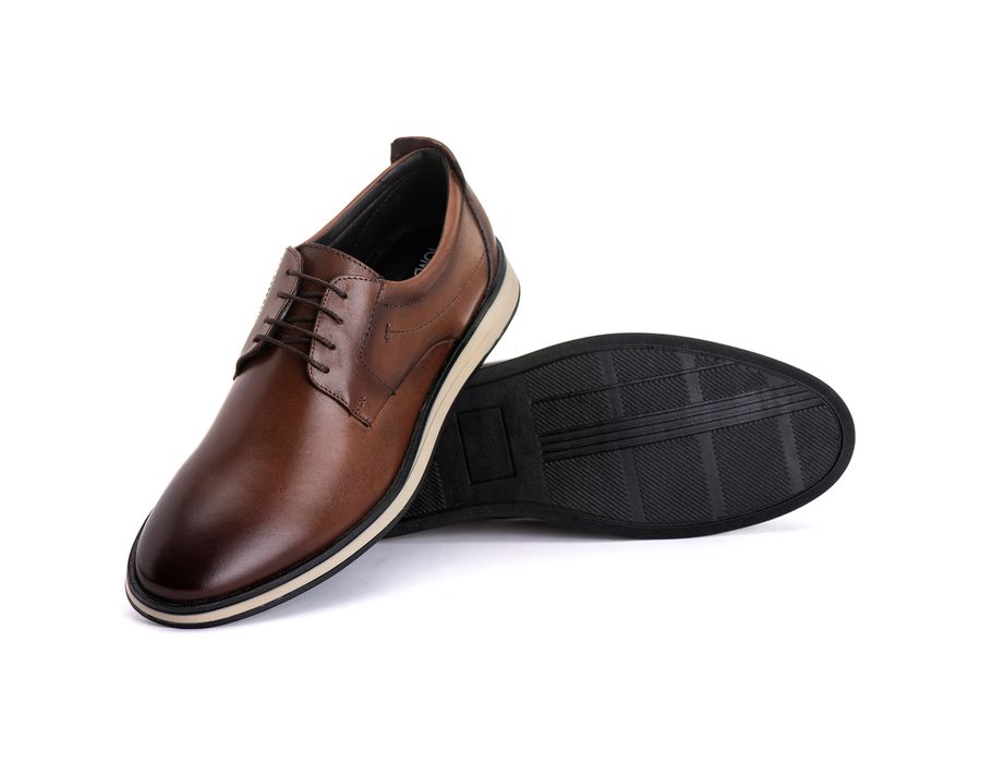 Sapato Masculino Derby Sport em Couro Bovino Marrom
