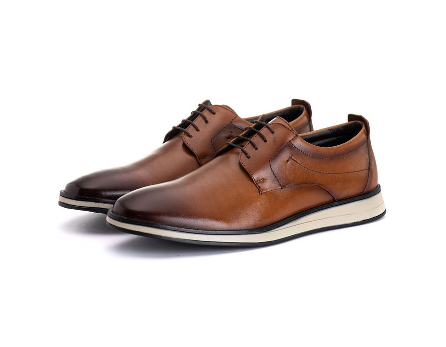 Sapato Masculino Derby Sport em Couro Bovino Whisky