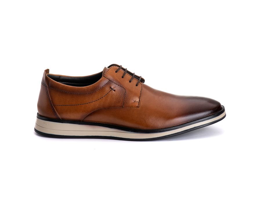 Sapato Masculino Derby Sport em Couro Bovino Whisky
