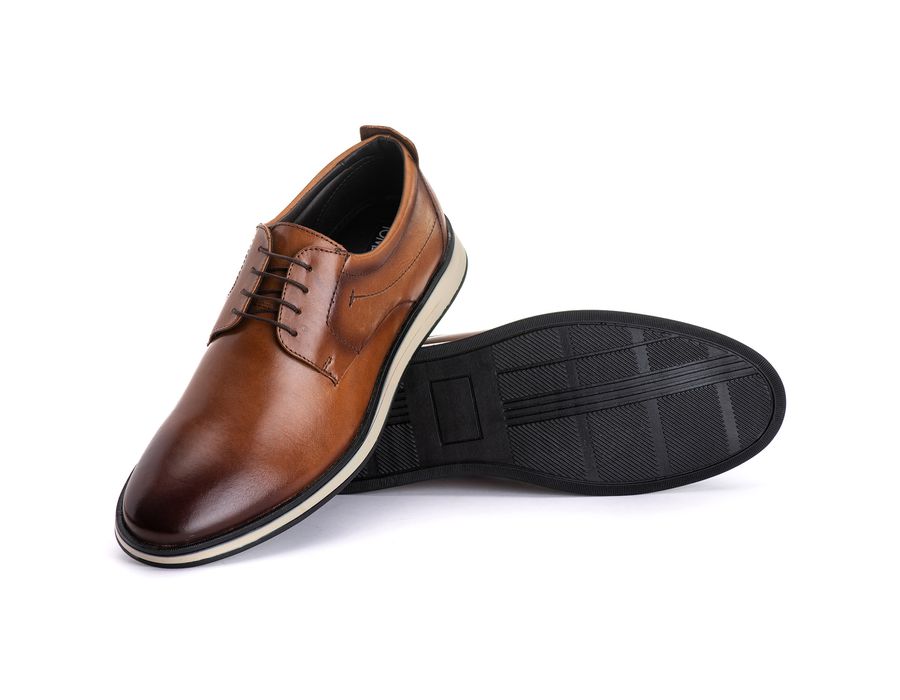 Sapato Masculino Derby Sport em Couro Bovino Whisky