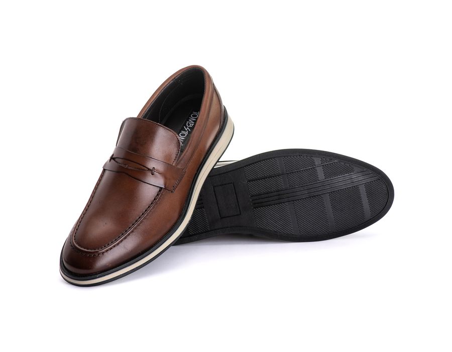 Sapato Masculino Loafer Slip On Sport em Couro Bovino Marrom